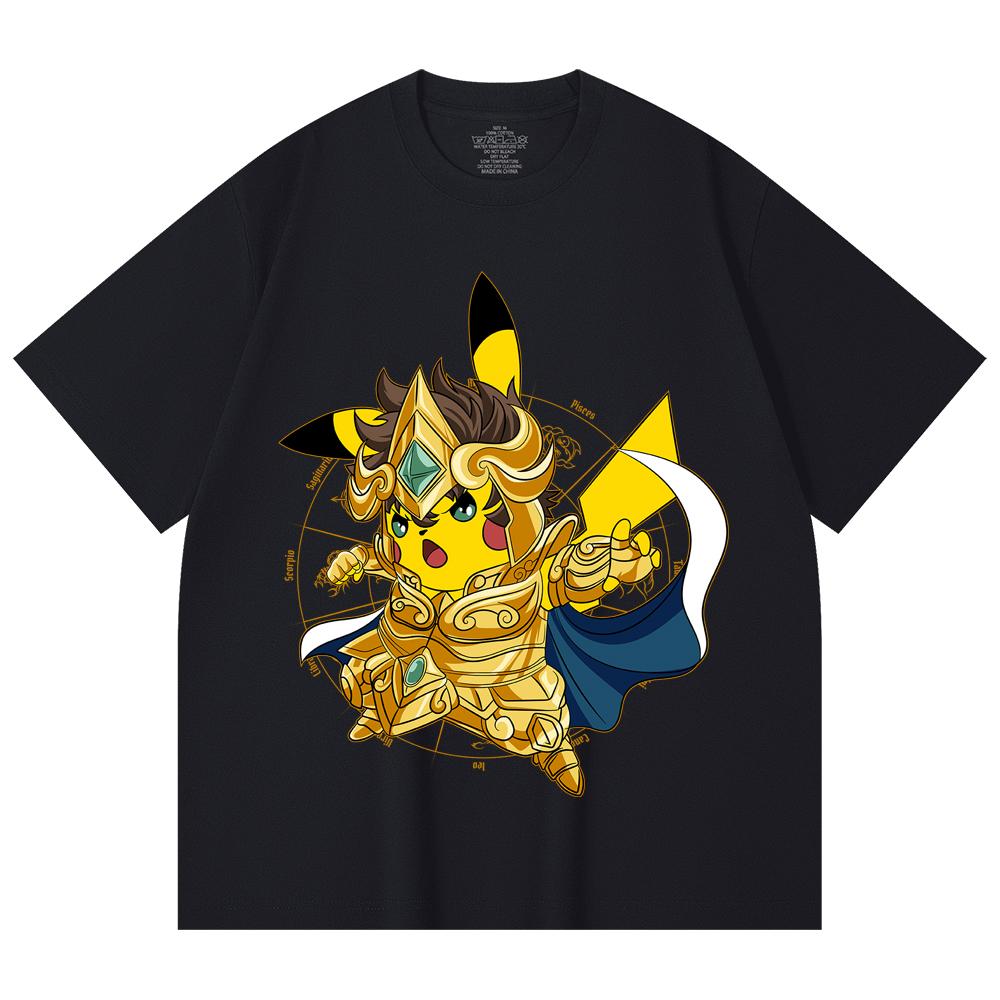 230 Gsm 100% Cotton Pokemon V25 Pikachu Leo Print Unisex Heavy Cotton T Shirt