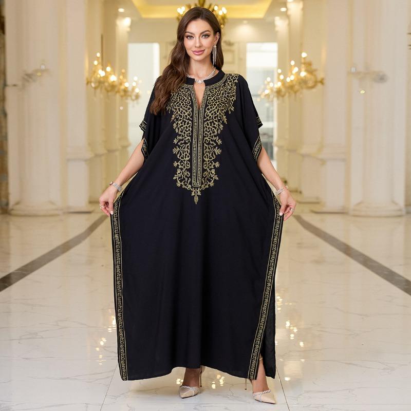 Женская мода лето весна цветочный узор принт рукава 1/2 V-образный вырез свободная талия повседневные платья