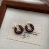 Geometric Red Earrings Women'S Niche Retro Sense Trendy Niche Design Sense Premium Earrings Retro French Earrings