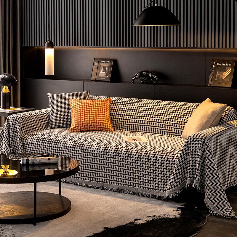 Sofa Cushion Chenille Non-Slip Nordic Simple Classic Small Houndstooth Four Seasons Sofa Cover Sofa Cover Towel