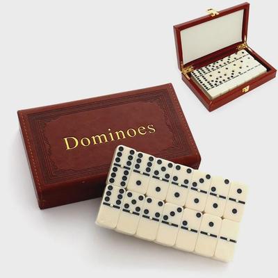 Настольная игра «Домино» из меламина, 28 элементов, в кожаной коробке — Игрушечные шахматы и карточные игры для помещений, 21 см