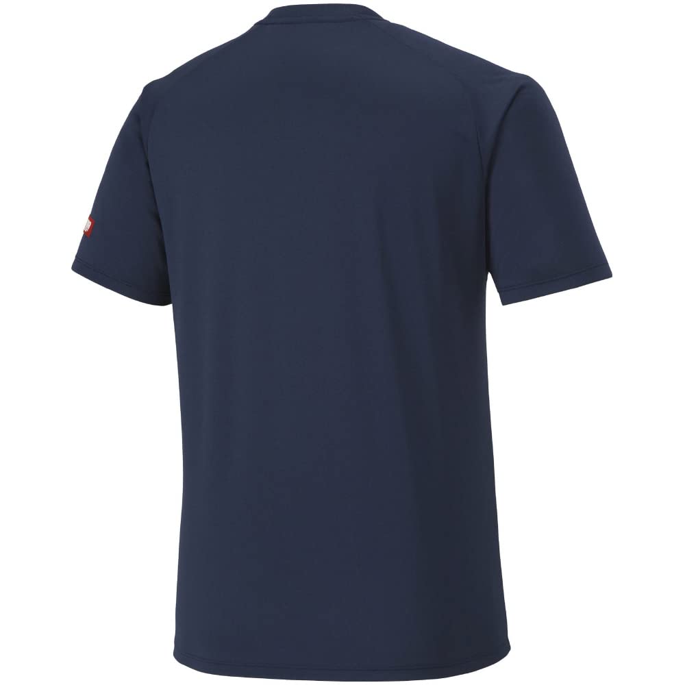 Mizuno Table Tennis Game Short JTTA Size L Shirt, Sleeve, U-Neck, Unisex, Moisture-Wicking, Quick-Drying, Certified, 82JAA111, Navy,