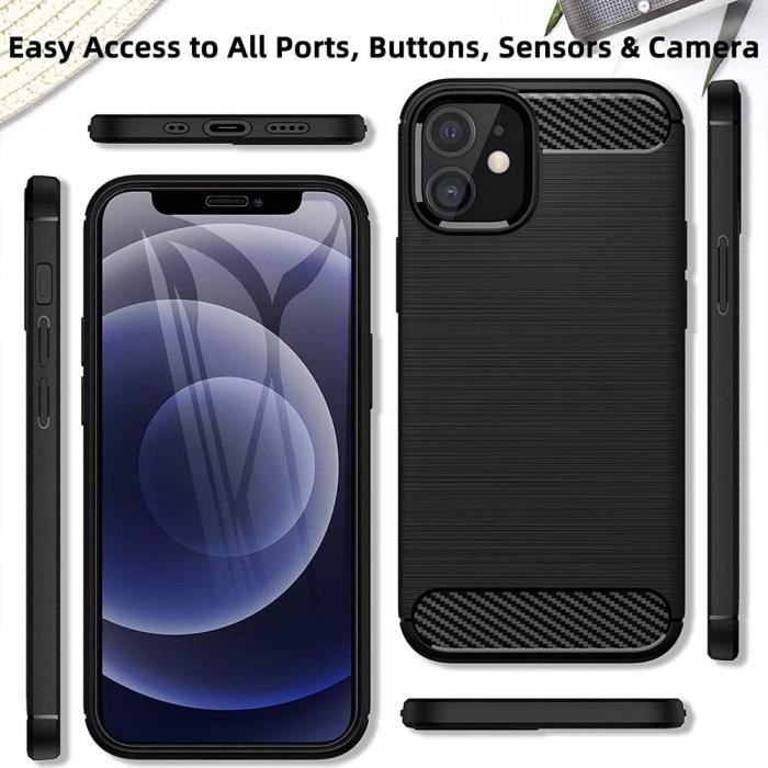 Protective Case - PROSHOP - for iPhone 12 Mini - Carbon Fiber Effect - Flexible - Black