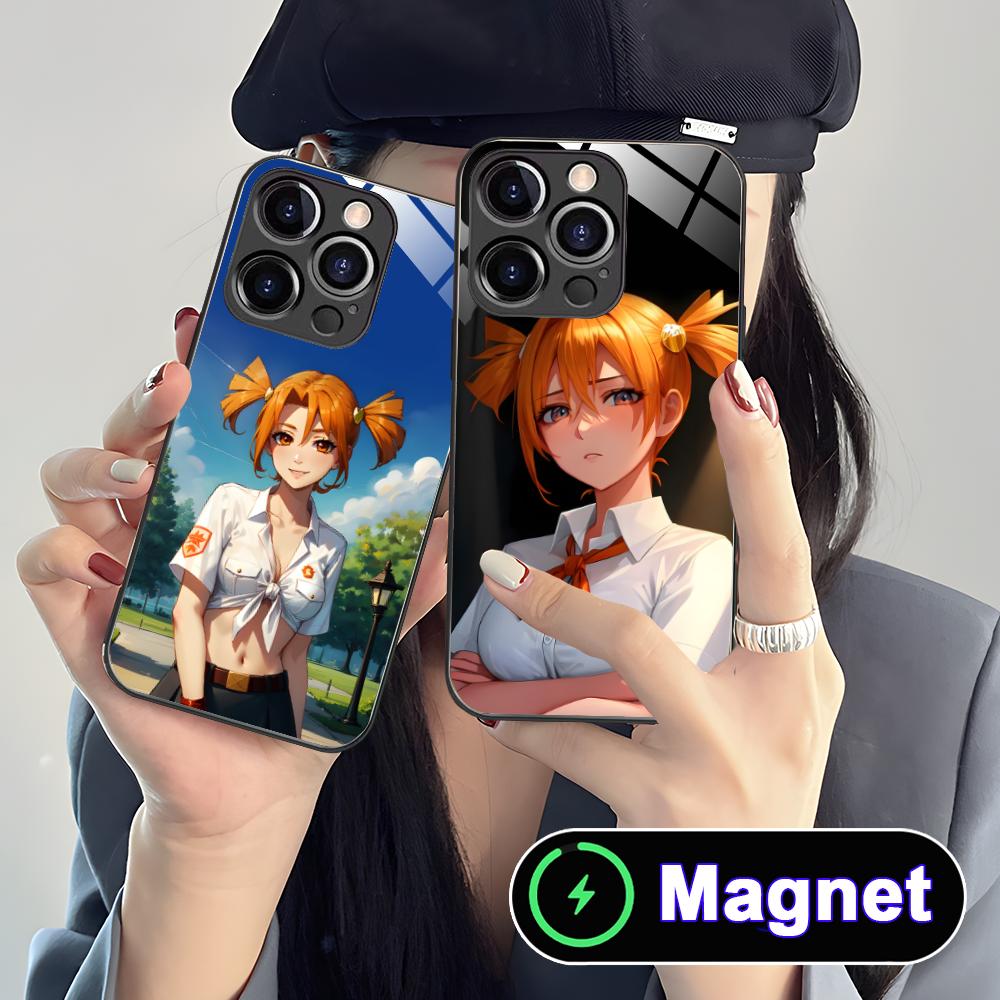 Вечное Лето Алиса Стеклянный Чехол для Телефона MagSafe для iPhone 17 16 15 14 13 12 11 Air Pro Max Plus Mini Цветной Чехол