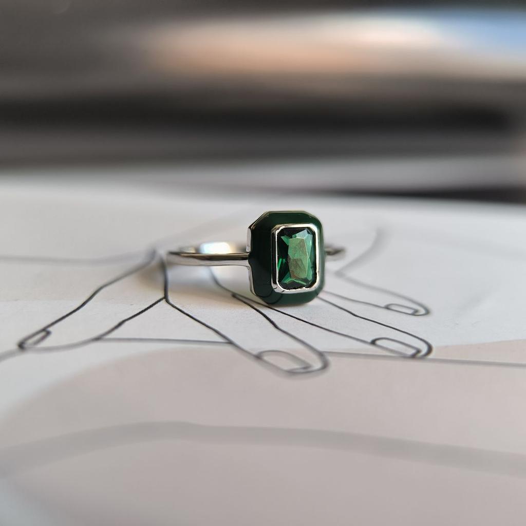 Silver Ring with Cubic Zirconia, Enamel, Product Weight 1.64 G (60002237)