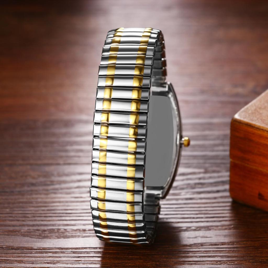 Часы для пары с ремешком из нержавеющей стали, серебряным римским алфавитом, аналоговым дисплеем, водонепроницаемостью 3ATM, кварцевые часы, подарок на день, мужские, золотые - Boyfriend,