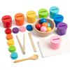 Baby Wooden Color Sorting Sensory Toy Montessori Rainbow Ball Matching Coin Cups Fine Motor Skills Trainting Education Toys Gift
