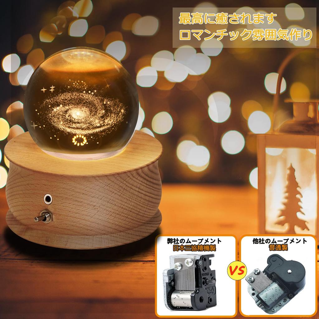 Genuine Music Box Crystal Ball Snow Globe Christmas Present Birthday Present Women Panda Moon Lamp LED Light Indirect Lighting Projection Function 360