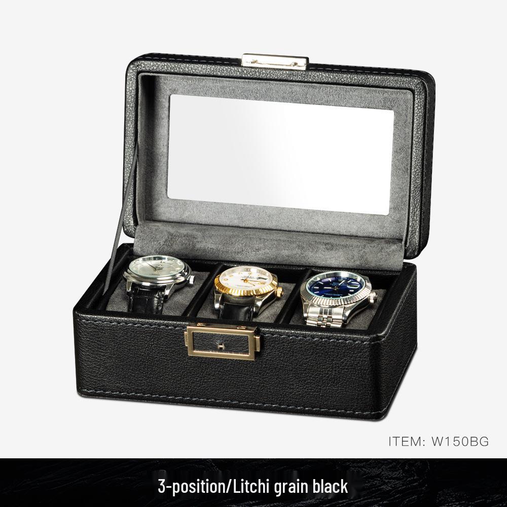 Коробка для хранения часов и очков из ПУ кожи с зернистой текстурой личи с несколькими отделениями