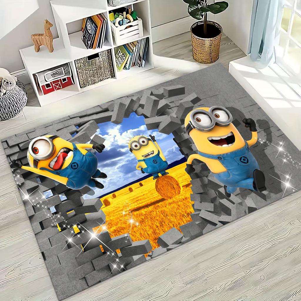 3D Cartoon Minions Despicable Me Rug for Bedroom Living Room Sofa Home Doormat Decor, Large Kids PLAY Non-slip Floor Mat Gift