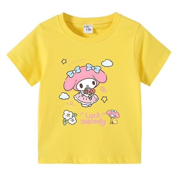 Melody Baby Girl Childrens Short Sleeved Tshirt Made of Pure Cotton 2026 New Fashionable Summer Parentchild Outfit