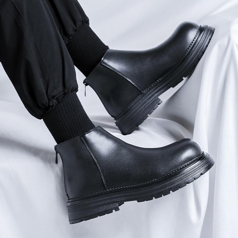 Ботинки Челси Мужские высокие ботинки Британские ботинки-сигареты на платформе с увеличенным голенищем Зимние ботинки Martin 22720-R