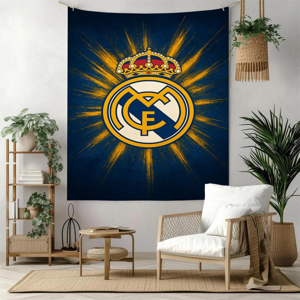 Real Madrid Aesthetic Tapestry Rustic Farmhouse Perfect for Reading Corner Dorm Wall Balcony Multipurpose Tasseled Design Ideal Gift for Housewarming