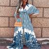 2025 новая женская одежда, весна-лето, повседневный стиль отдыха, платье с V-образным вырезом и принтом