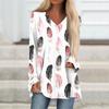 Women's Casual Long Sleeved V-neck Floral Print Long Loose T-shirt Top