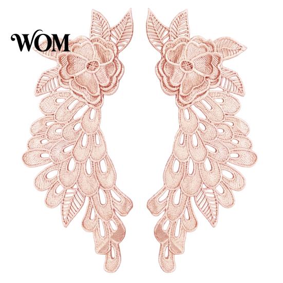 Decorative Clothing Embellishments 2Pcs Embroidery Patches for Wedding Dress, Water-soluble Lace Applique, Floral Elegant Apparel Craft Decoration