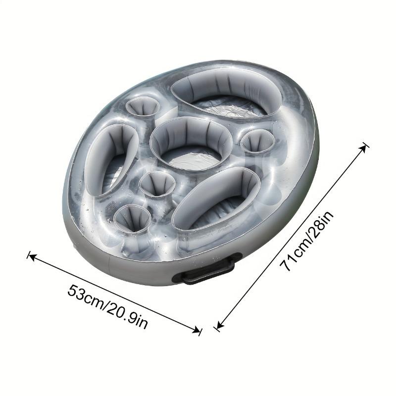 Надувной ледяной бар плавательный круг, Плавающий поднос для напитков с несколькими подстаканниками, Идеально подходит для вечеринок у бассейна и летних посиделок