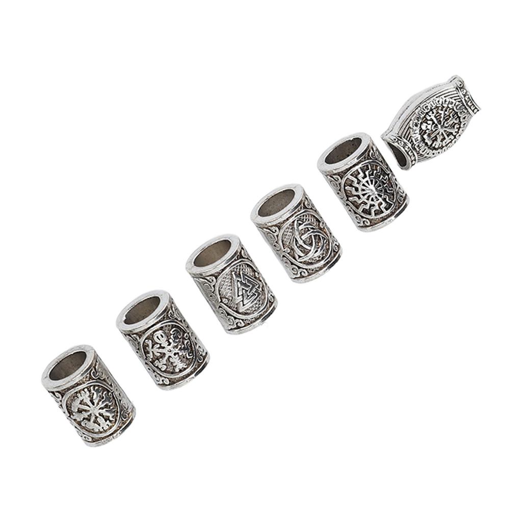 6pcs Beard Hair Beads Alloy Elegant and Stylish Vintage Hair Tube Beads for Women Men
