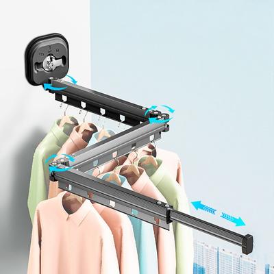 Складная сушилка для одежды с присоской, настенное крепление, с выдвижной присоской, удлинительная штанга, многоразовая 3-складная сушилка для одежды