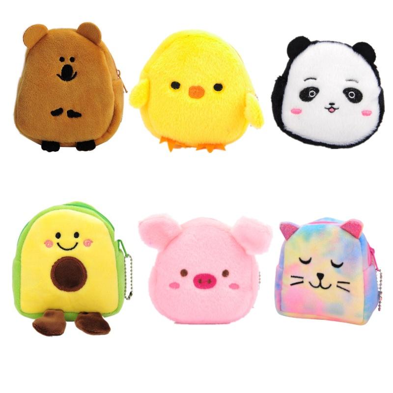 Пушистый кошелек для монет Милый и модный плюшевый кошелек для ежедневного использования С животным принтом