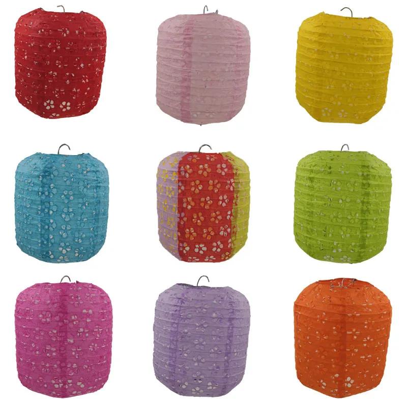 Chinese (8Inch 20cm ) Hollow Out Ellipse Paper Lantern Wedding Birthday Party Home Bedroom Living Room Decors Colorful Lampion