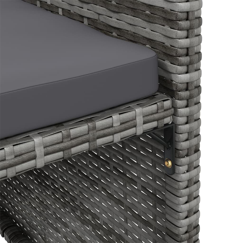 4 Piece Garden Chair and Footstool Set Grey Poly Rattan