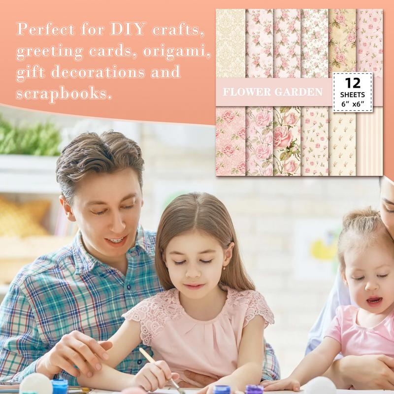 Flower Scrapbook Paper 12pcs Aesthetic Patterned Craft Pad Scrapbooking Supplies Decorative Craft Papers For Junk Journal Photo