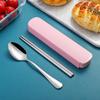 Stainless Steel Portable Storage Cutlery Set With Chopsticks Spoons Student Office Workers Outdoor Box Fork Spoon Three Piece