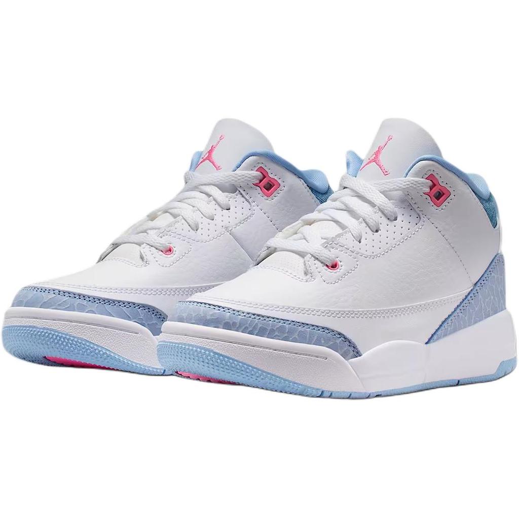 Кроссовки Air Jordan 3 Retro PS Белые Cobalt Bliss Детские Розовое свечение Футбольно-серый HQ0783-101