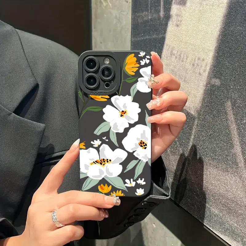 Luxury Floral Flower Silicone Phone Case For iPhone 16 15 14 Plus 13 Pro Max 12 11 X XS XR 7 8 16 Plus SE Shockproof Soft Cover