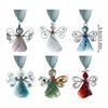 Sea Glass Christmas Ornaments 6 Pieces Angel Coastal Pendant 2D Acrylic Christmas Tree Hangable Decorations for Living Room