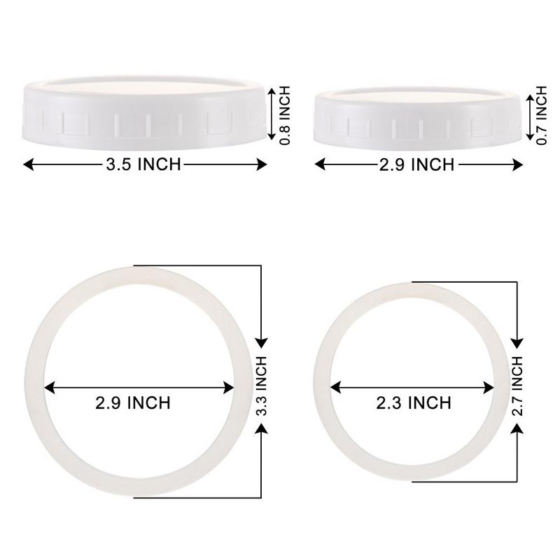 10Pc White Mason Canning Drinking Jars Lid 70Mm/86Mm Inner Diameter Plastic Covers Unlined Ribbed Lids Storage Caps Replacements