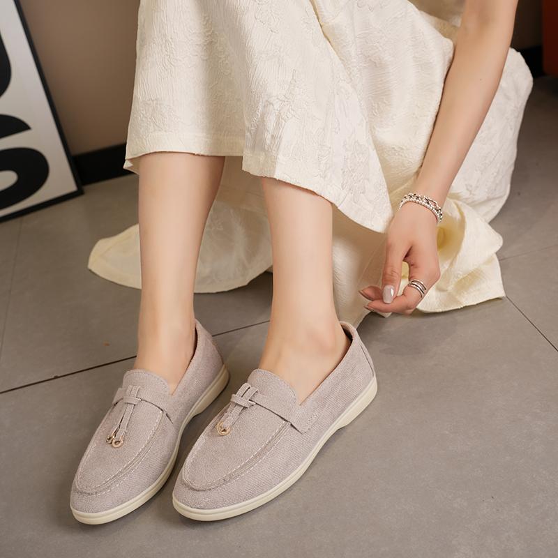 2024 Autumn Casual Flat Shoes for Women Platform Suede Loafers Female Comfortable Soft Sole Single Shoes Ladies Walking Non Slip Shoe