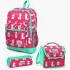 Coral High Kids Neon Coral Water Green Alpaca Patterned 3-pack School Bag Set SET0123466