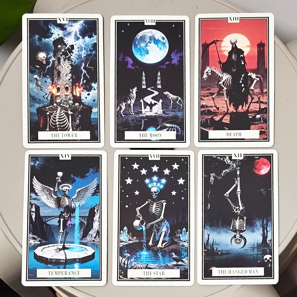 Таро "Скелет" 10,3*6 см - 78 карт Таро в готическом стиле со скелетами для гадания, тематика Dark Fantasy с черепами и костями