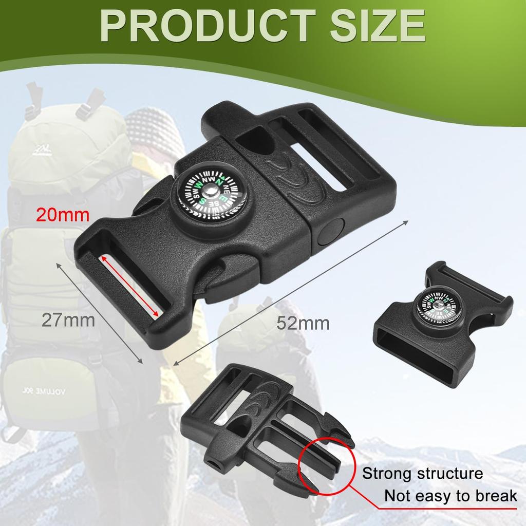 5 шт. в упаковке черный компас кремень скребок для розжига свисток пряжка пластиковый браслет из паракорда для кемпинга на открытом воздухе аварийные наборы для выживания в дороге (черный)