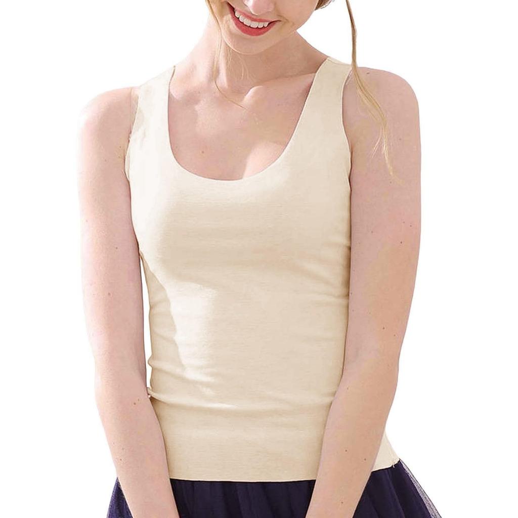 Women's Solid Color Tank Top Seamless Silk Undershirt Sleeveless Shirt