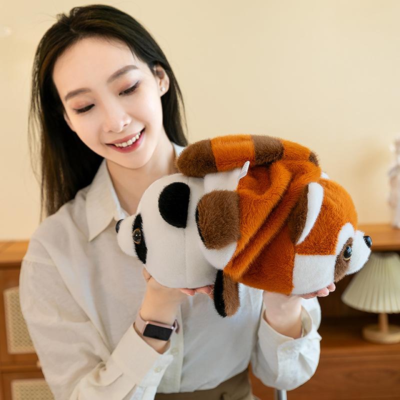 Плюшевая игрушка Кукла Панда Перевертыш Превращается в Куклу Енота Детская Тряпичная Кукла Подарок Кукла Машина