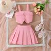 Summer Children's Fashion Sleeveless Irregular Halter Pleated Skirt Set