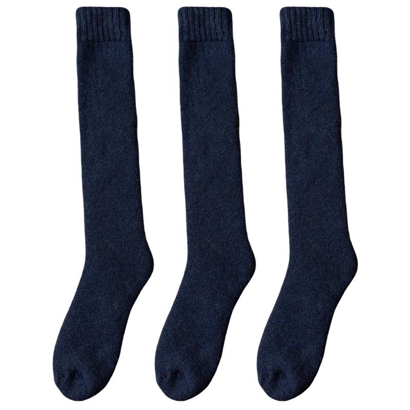 3 пары зимних толстых теплых мужских шерстяных носков до колена, мужские носки из мериносовой телячьей шерсти, повседневные кашемировые махровые носки, модные мужские чулки