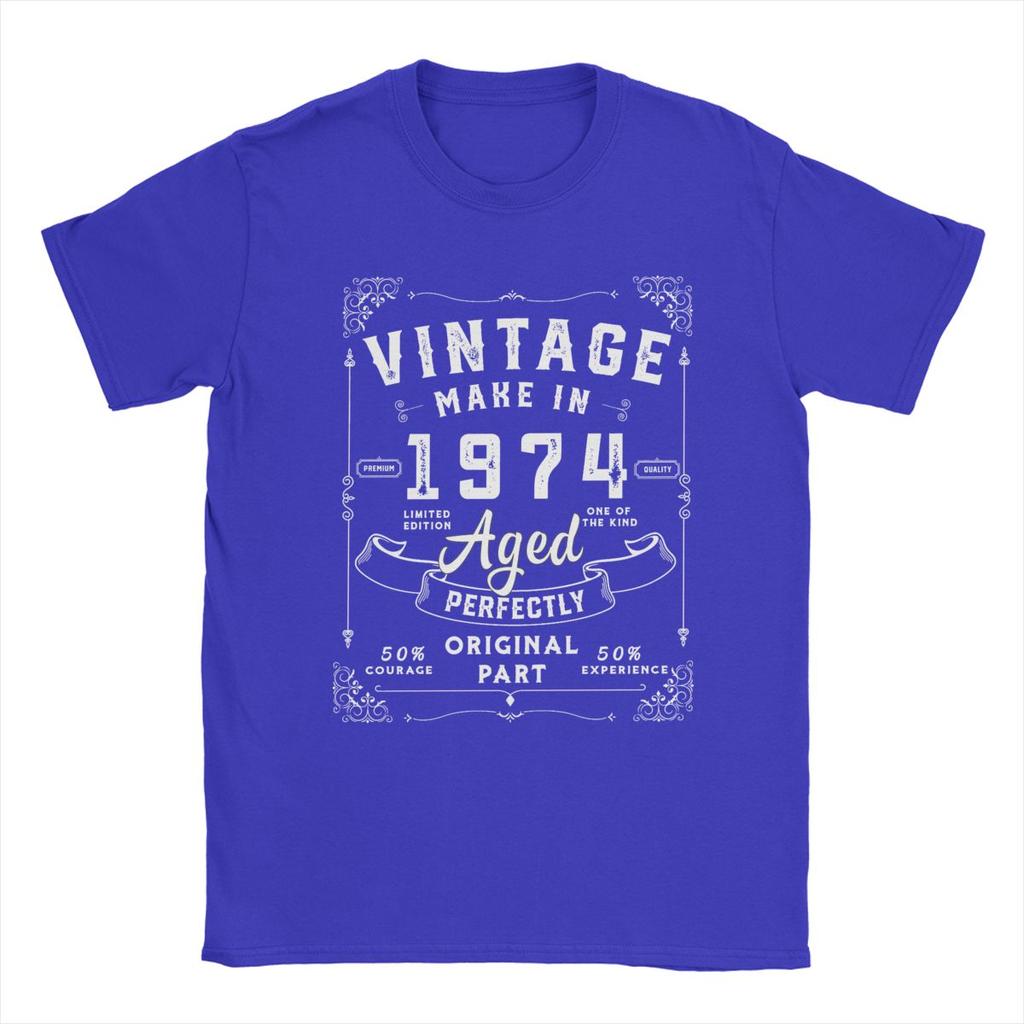 Made In 1974 Birthday Gift Men's T Shirts 50 Years Old Funny Tees Short Sleeve Crewneck T-Shirt Cotton Birthday Gift Tops