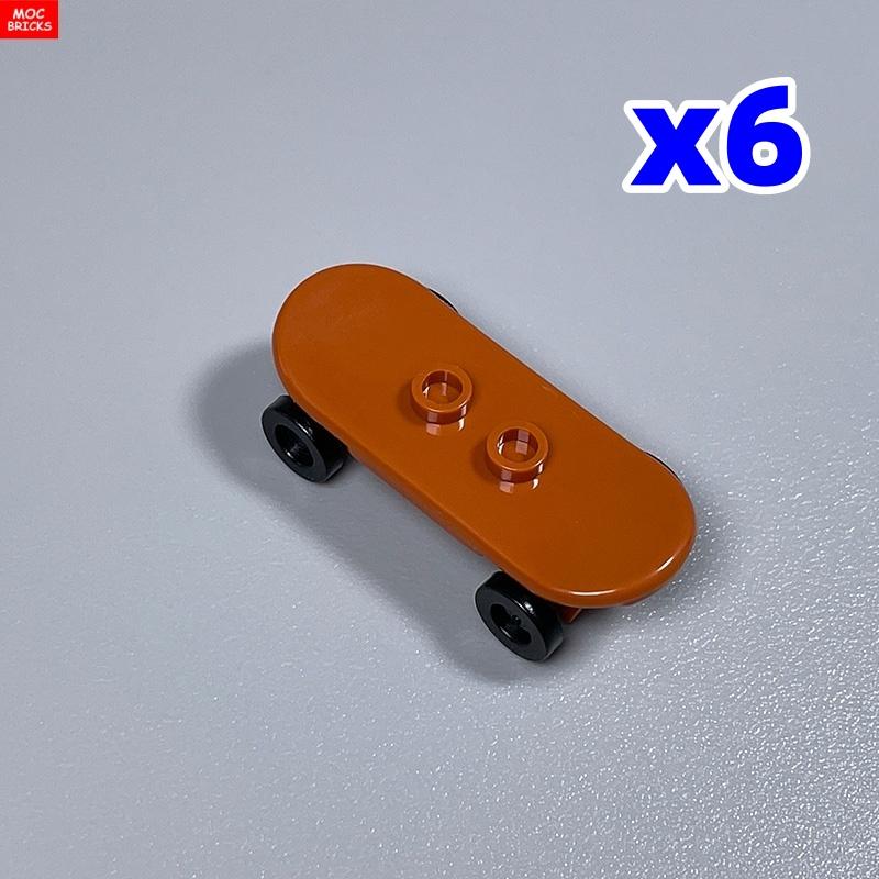 6 шт. Кубики MOC Игрок на скейтборде с колесами Парк Уличная сцена Строительные блоки 88422 42511 Пластиковый материал Детские игрушки Подарки