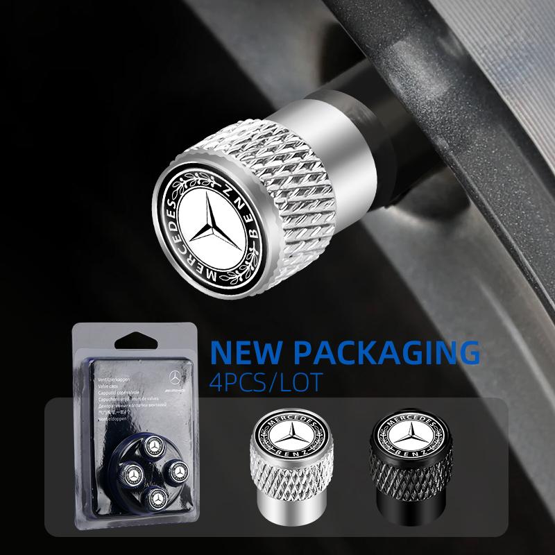 CSB1 4Pcs New High-quality boxed Car Wheel Tire Valve Air Stem Cap Duust Covers for Mercedes Benz AMG Car Key Case