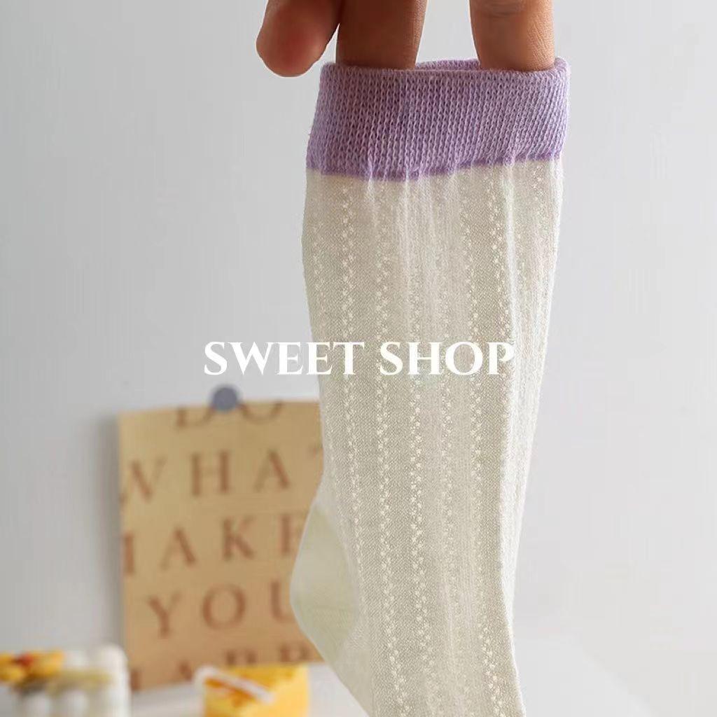 Cream Socks Breathable Medium Tube Socks Xiaohongshu Same Contrasting Color Summer Versatile Stacking Socks