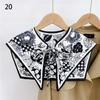 Front Tie Fake Collar For Women Vintage Print Detachable Collars Houndstooth Letter Fake Collar Shawl Wrap Scarf Neckwear Cape