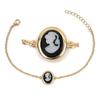 [R3904] - Gold Plated Bracelet 'Camee' Black Golden - 13x11 Mm