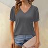 Женская модная футболка с коротким рукавом и V-образным вырезом, свободная повседневная футболка
