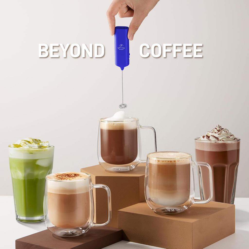 Mini & Mighty Milk Frother Wand – Powerful Handheld Coffee Frother, Battery Operated Drink Mixer – Compact Pocket Size – Detachable Whisk for