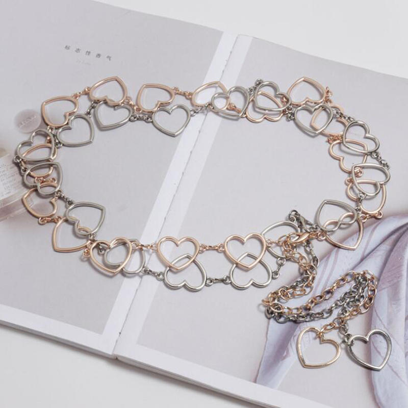 Gold Metal Belt Fashion Women's Silver Waist Chain Women's Heart Chain Belt Dress Accessories