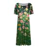 Женское свободное повседневное и модное платье с круглым вырезом и короткими рукавами, средней длины с принтом